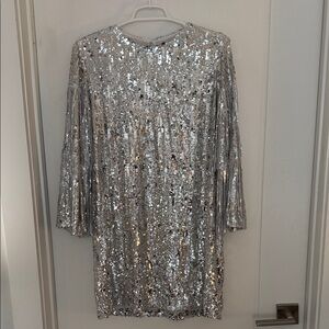 Zara Shimmering Silver Sequin Top